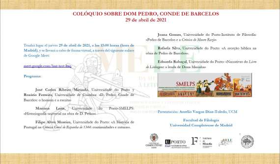 Colóquio sobre o Infante Dom Pedro    Jueves 29 de abril 2021 15h.